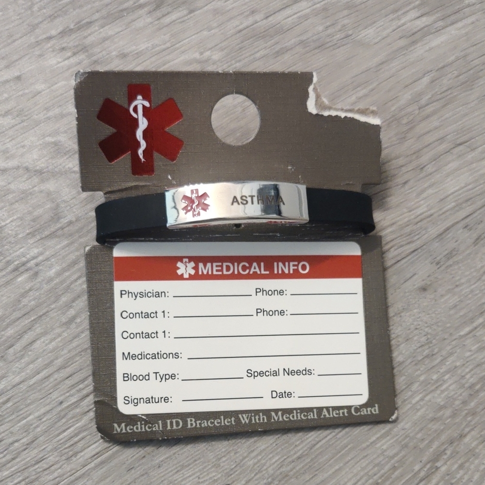 🎉ASTHMA Medical ID Bracelet with Black Band